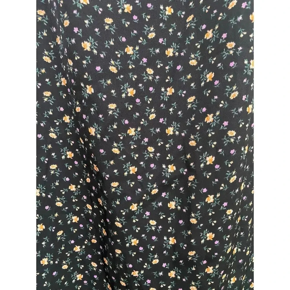 American Eagle Black Floral Tie Back Midi Slip Dress Size XS - Picture 3 of 8